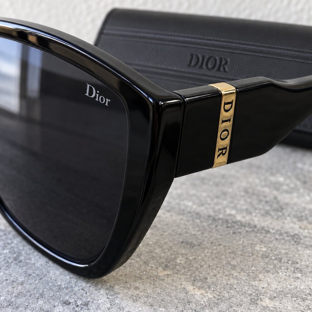 Dior Black Logo Square Sunglasses - Picture 4 of 6